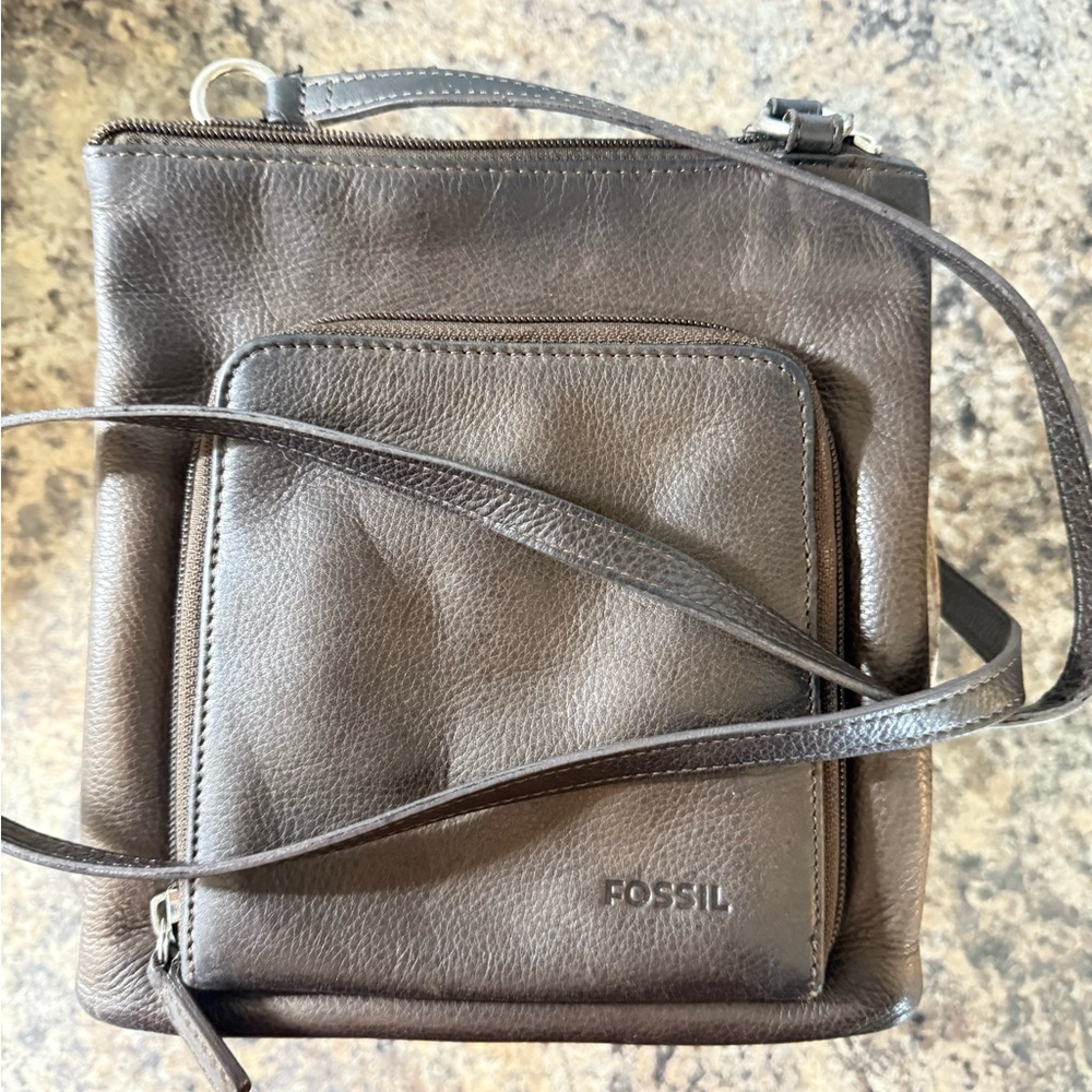 Vintage Fossil Dark Brown Crossbody Bag